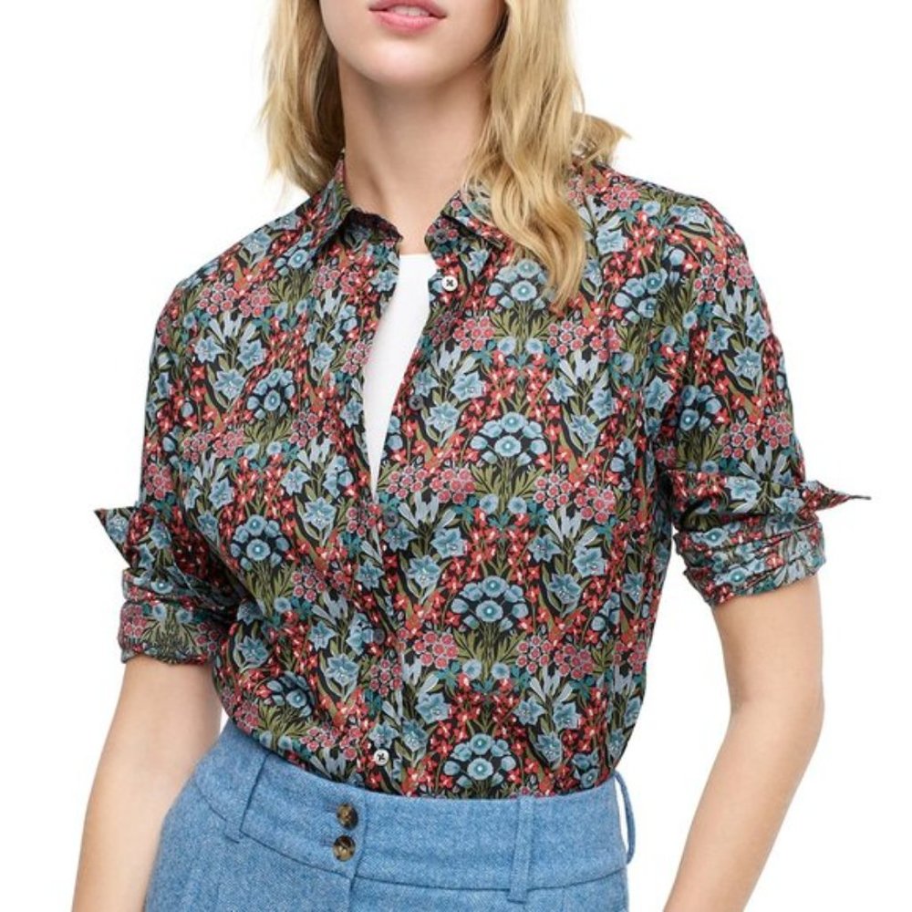 J.Crew x Liberty 8 Shirt Floral Primrose Print Blue Pink Red Green